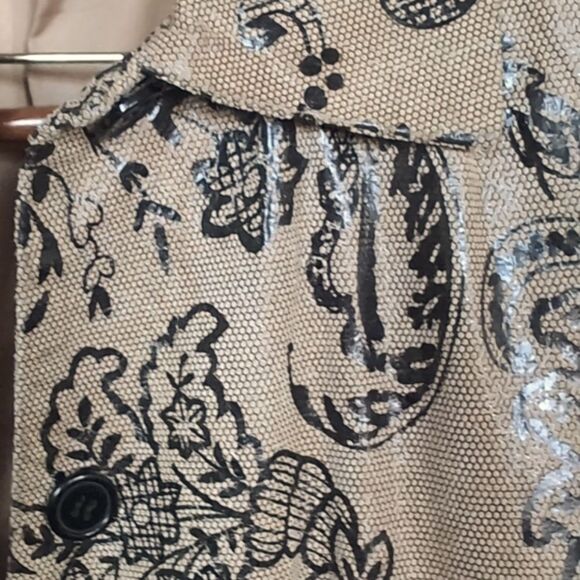 Vintage Leather Tapestry Trench Coat Size Small - Picture 6 of 16